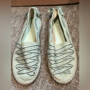 Tory Burch Ribbon Mint Espadrilles with Logo Detail